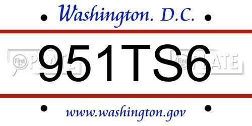 951TS6 District Of Columbia License Plate