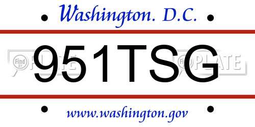 951TSG District Of Columbia License Plate