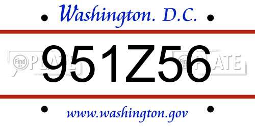 951Z56 District Of Columbia License Plate