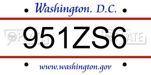 951ZS6 District Of Columbia License Plate