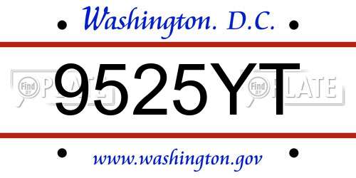 9525YT District Of Columbia License Plate