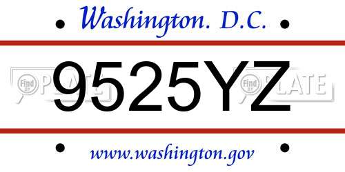9525YZ District Of Columbia License Plate