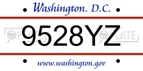 9528YZ District Of Columbia License Plate