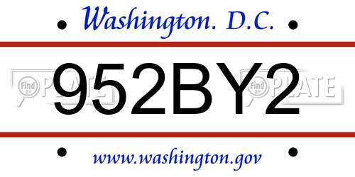 952BY2 District Of Columbia License Plate