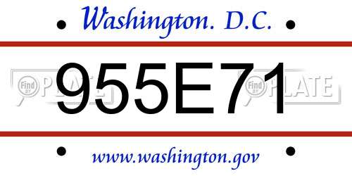 955E71 District Of Columbia License Plate