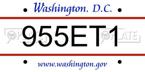 955ET1 District Of Columbia License Plate