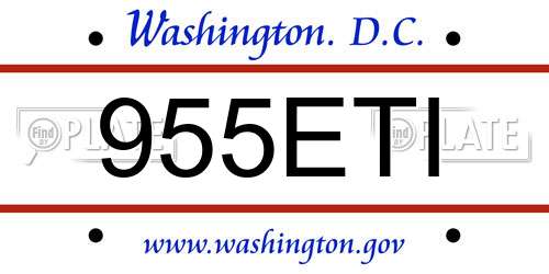 955ETI District Of Columbia License Plate