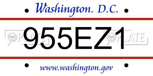 955EZ1 District Of Columbia License Plate