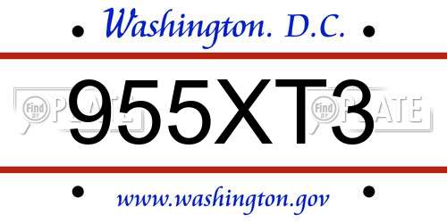 955XT3 District Of Columbia License Plate