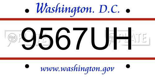 9567UH District Of Columbia License Plate