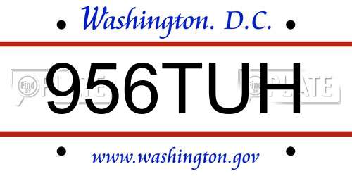 956TUH District Of Columbia License Plate