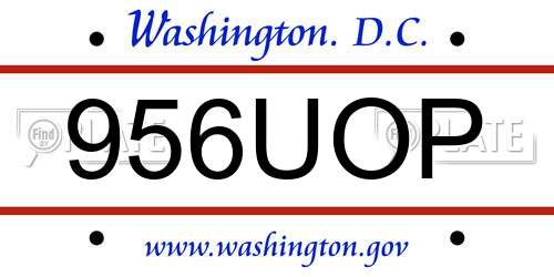 956UOP District Of Columbia License Plate