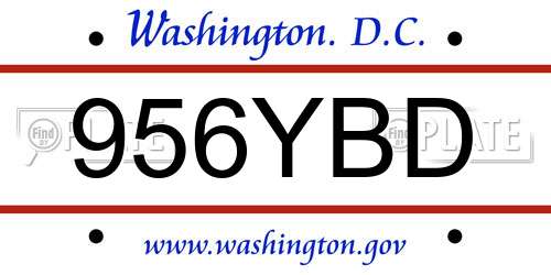 956YBD District Of Columbia License Plate