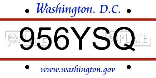 956YSQ District Of Columbia License Plate