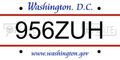 956ZUH District Of Columbia License Plate