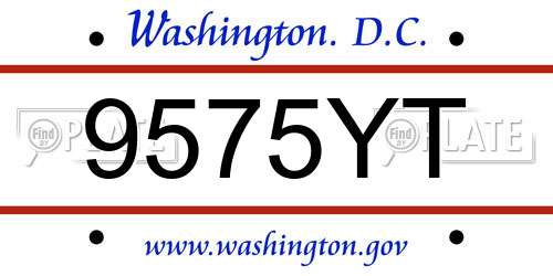 9575YT District Of Columbia License Plate