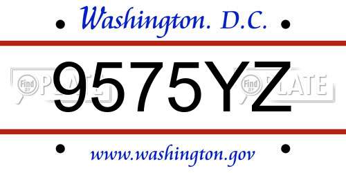 9575YZ District Of Columbia License Plate