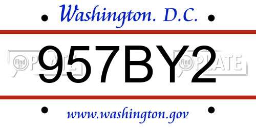 957BY2 District Of Columbia License Plate
