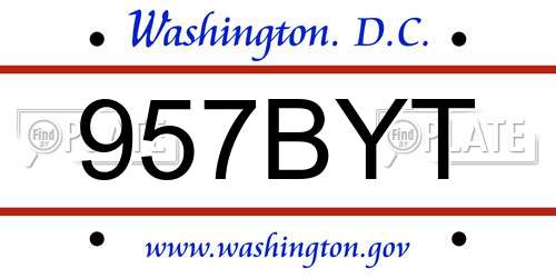 957BYT District Of Columbia License Plate