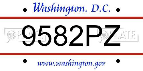 9582PZ District Of Columbia License Plate