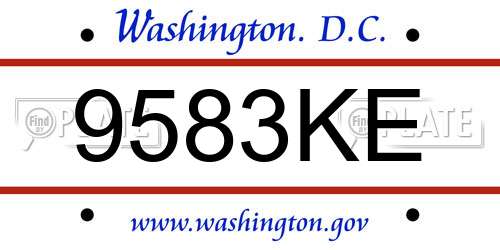 9583KE District Of Columbia License Plate