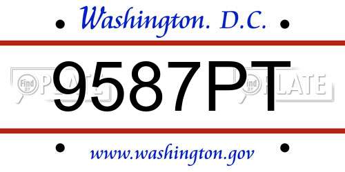 9587PT District Of Columbia License Plate