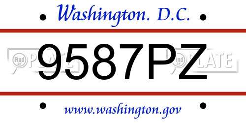 9587PZ District Of Columbia License Plate