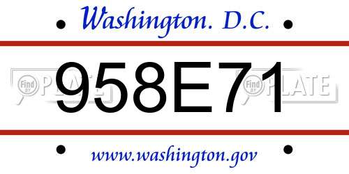958E71 District Of Columbia License Plate