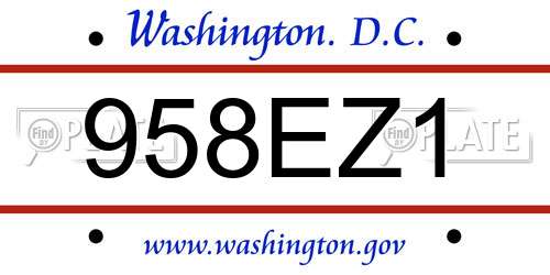 958EZ1 District Of Columbia License Plate