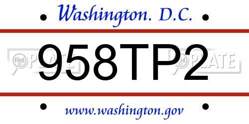 958TP2 District Of Columbia License Plate