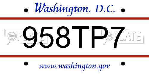 958TP7 District Of Columbia License Plate