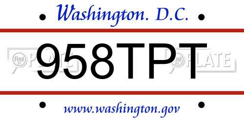 958TPT District Of Columbia License Plate