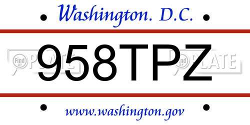 958TPZ District Of Columbia License Plate