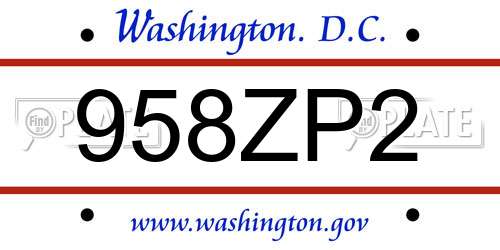958ZP2 District Of Columbia License Plate