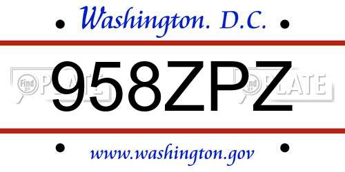 958ZPZ District Of Columbia License Plate