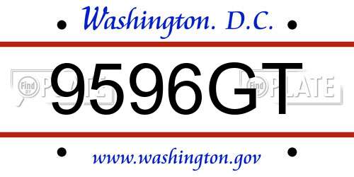 9596GT District Of Columbia License Plate