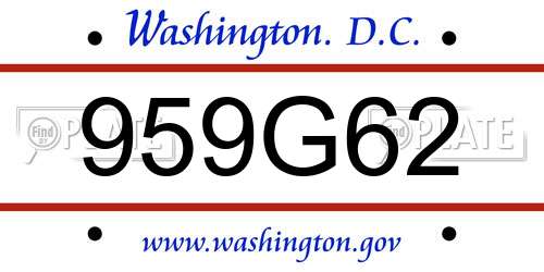 959G62 District Of Columbia License Plate