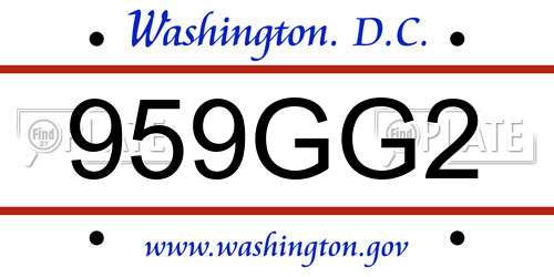 959GG2 District Of Columbia License Plate