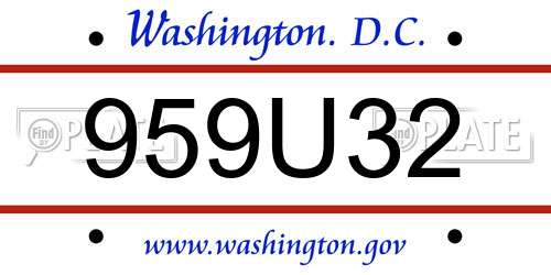 959U32 District Of Columbia License Plate