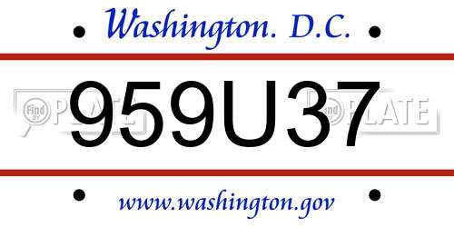 959U37 District Of Columbia License Plate
