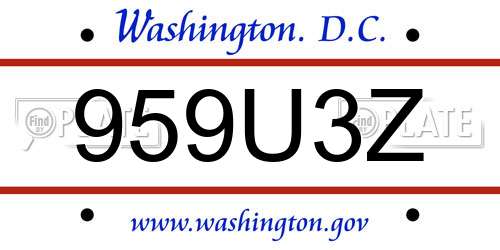 959U3Z District Of Columbia License Plate