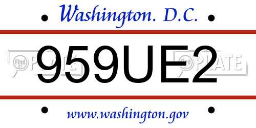 959UE2 District Of Columbia License Plate