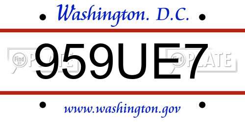 959UE7 District Of Columbia License Plate