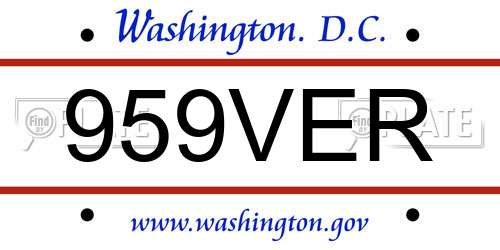 959VER District Of Columbia License Plate