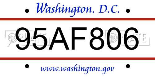 95AF806 District Of Columbia License Plate