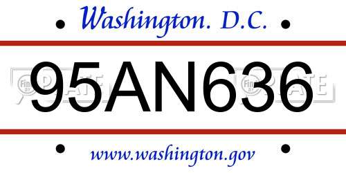 95AN636 District Of Columbia License Plate