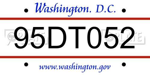 95DT052 District Of Columbia License Plate
