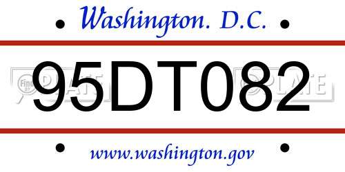 95DT082 District Of Columbia License Plate