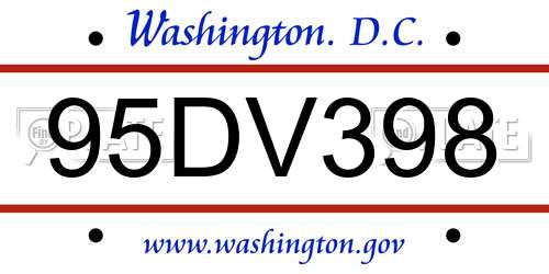 95DV398 District Of Columbia License Plate