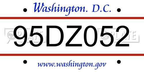 95DZ052 District Of Columbia License Plate